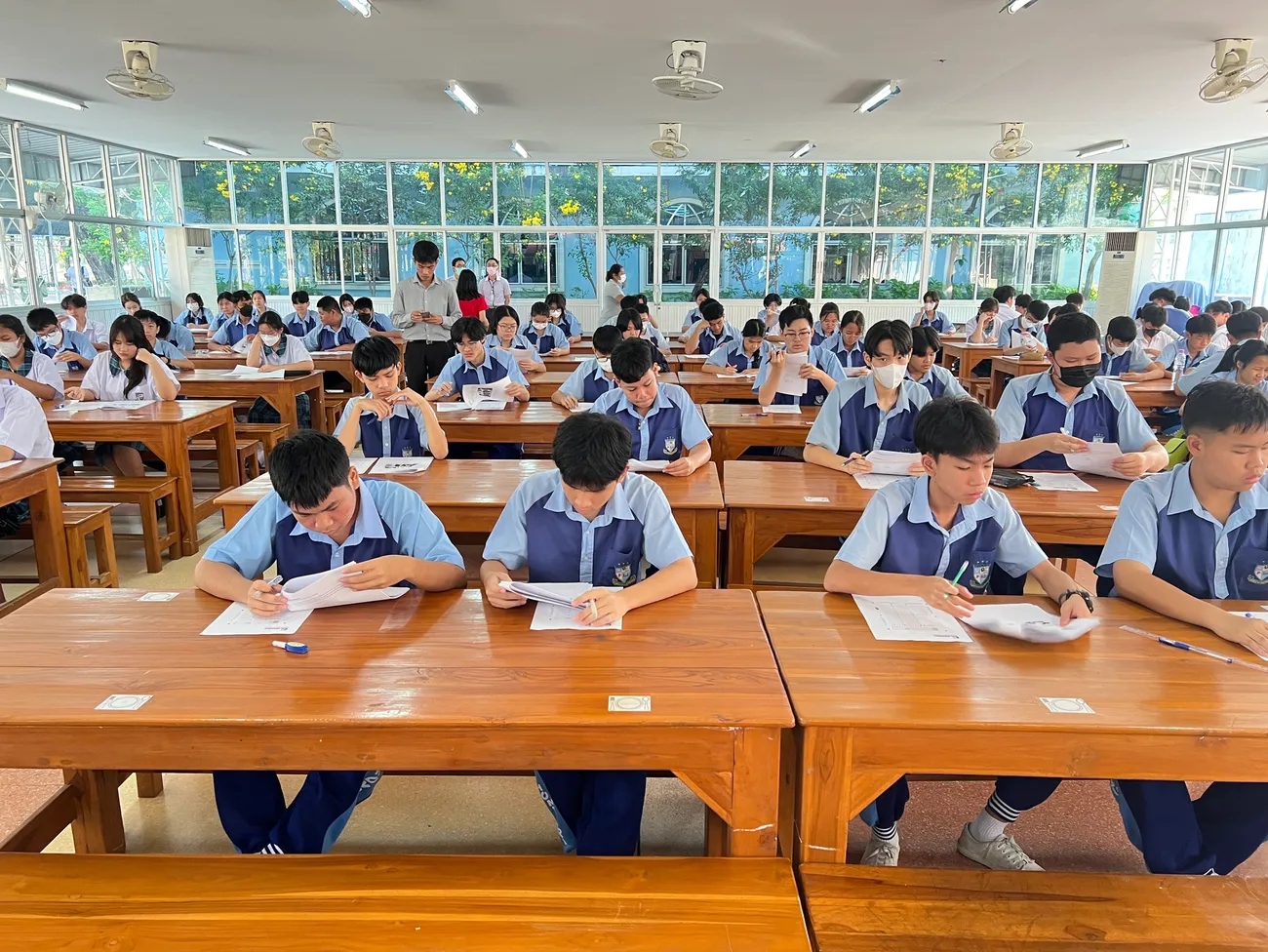 a group of students in a classroom